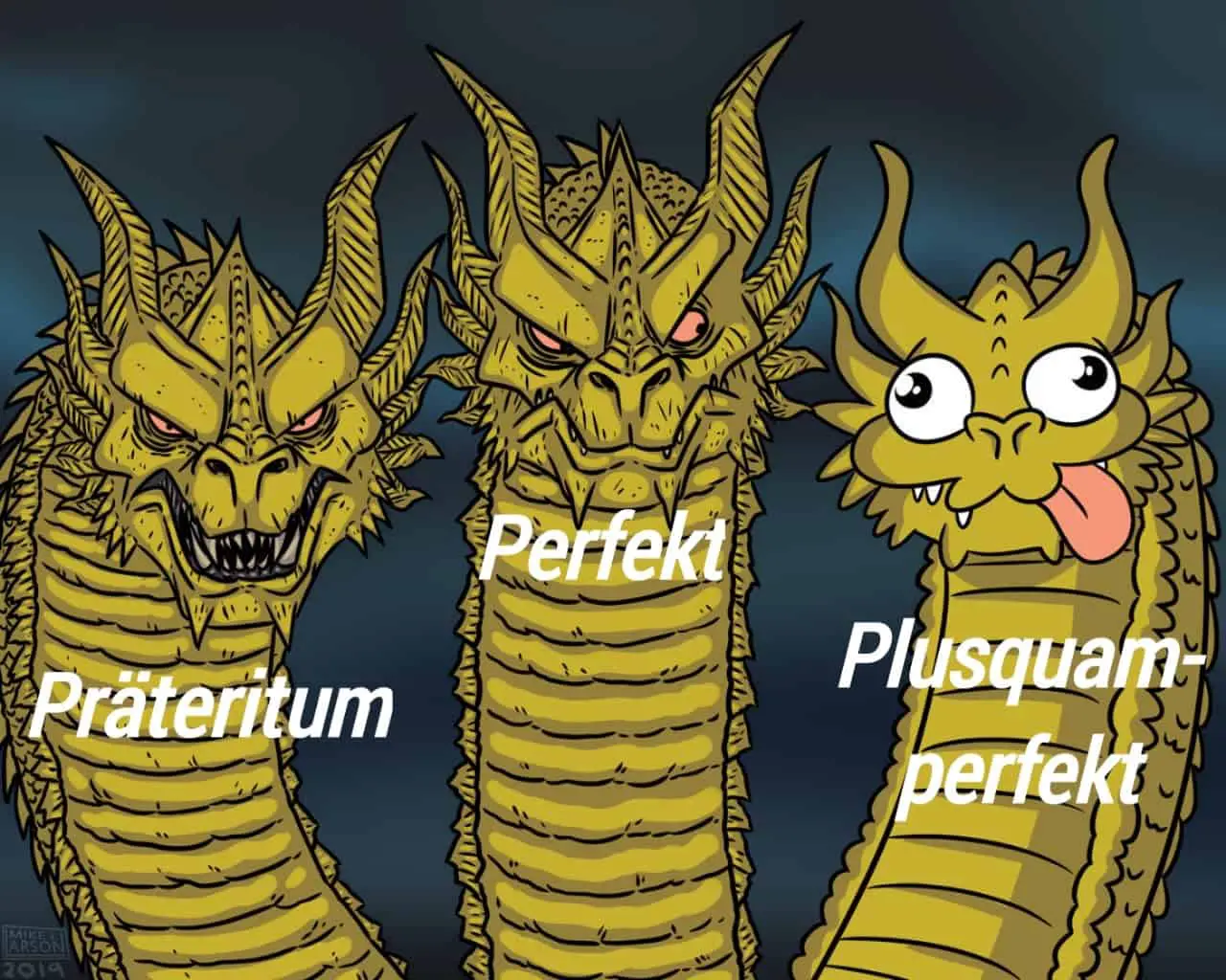 dragon ball perfekt plusquam-perfekt praeteritum deutsch grammatik quiz meme
